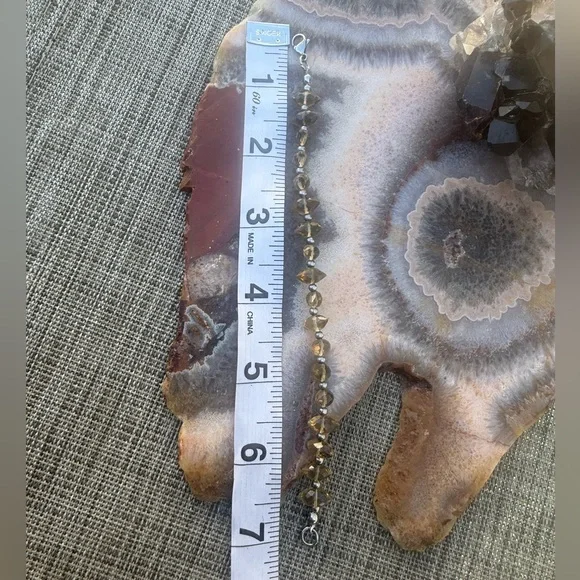 Sol - Smoky Citrine Faceted Marquis Tennis Bracelet Stainless Steel - Picture 3 of 3